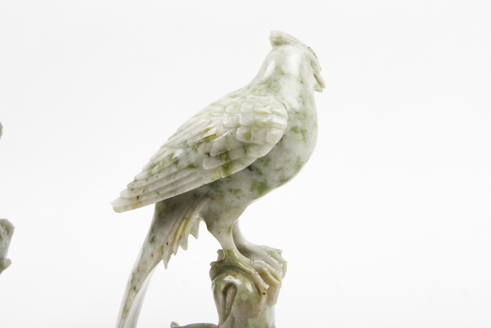 Pair of Chinese Carved Stone Bird Statues EBTH